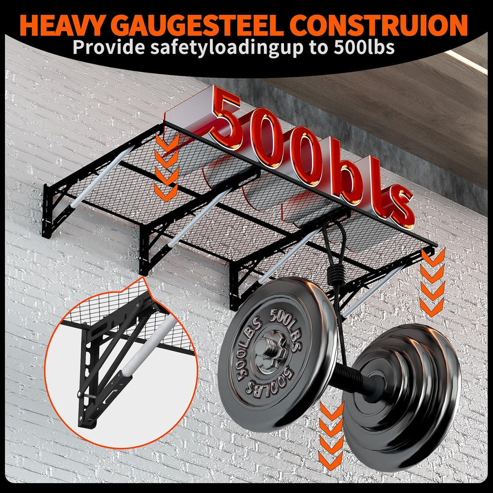 Heavy Duty Foldable Garage Storage Shelves Wall Mounted Metal Rack Unit Organ...