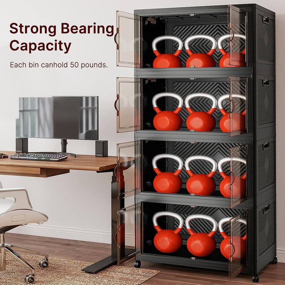 UAMFURI Stackable Storage Bins, 700QT Collapsible Drawers with 1 Lid