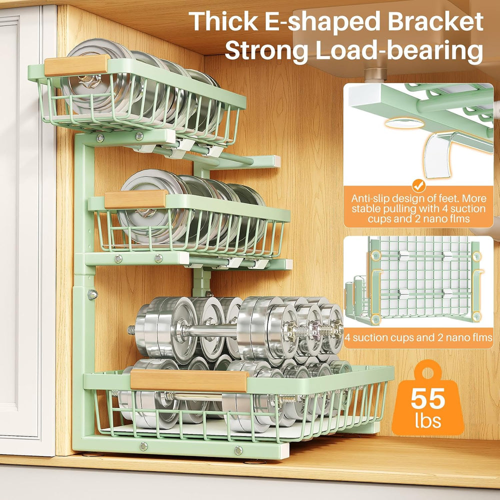 PXRACK Under Sink Organizer, 1-Pack 3-Tier Height Adjustable Thickened Metal ...