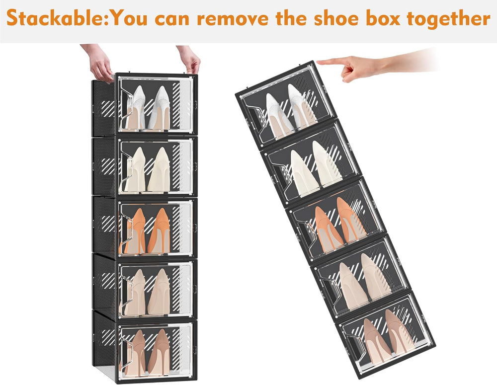 SIMPDIY Shoe Storage Box,12 pcs Shoe Box Clear Plastic Stackable, Shoe Organi...