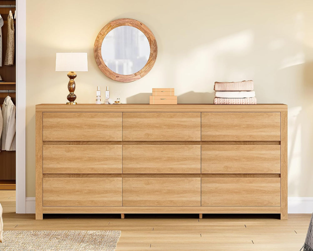 TEENFON 63" Dresser for Bedroom with 9 Drawers, Modern Dressers & Ch...