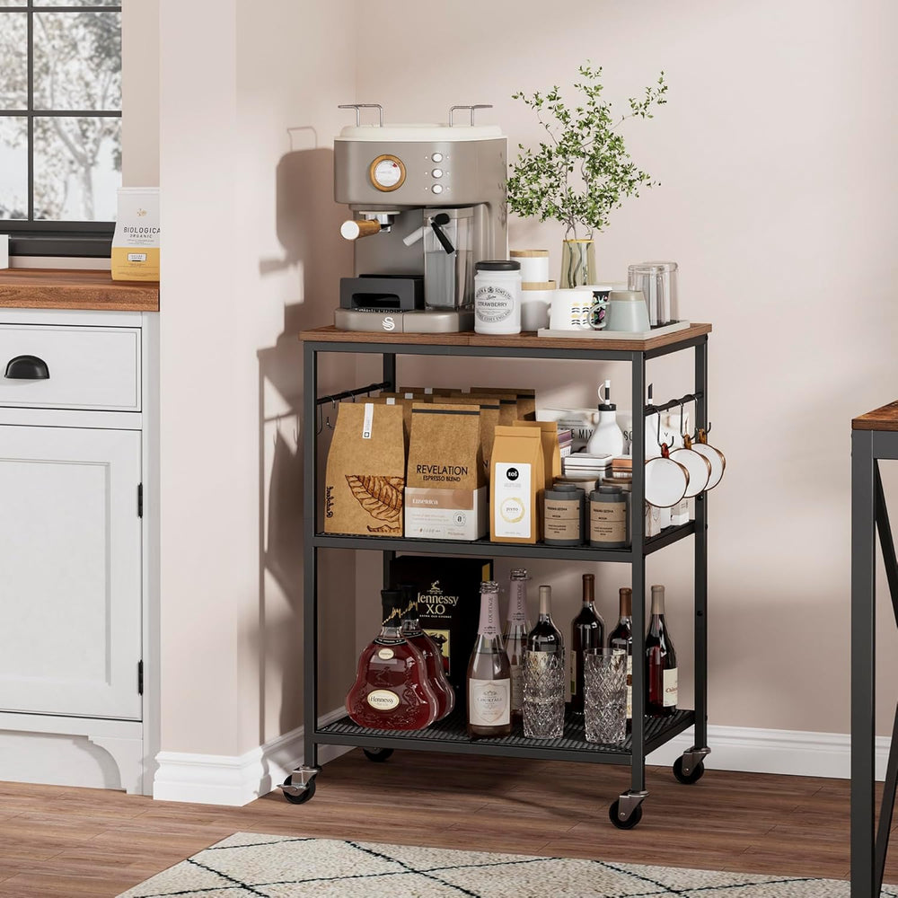 Homleke 3-Tier Rolling Kitchen Microwave Cart, Utility Cart