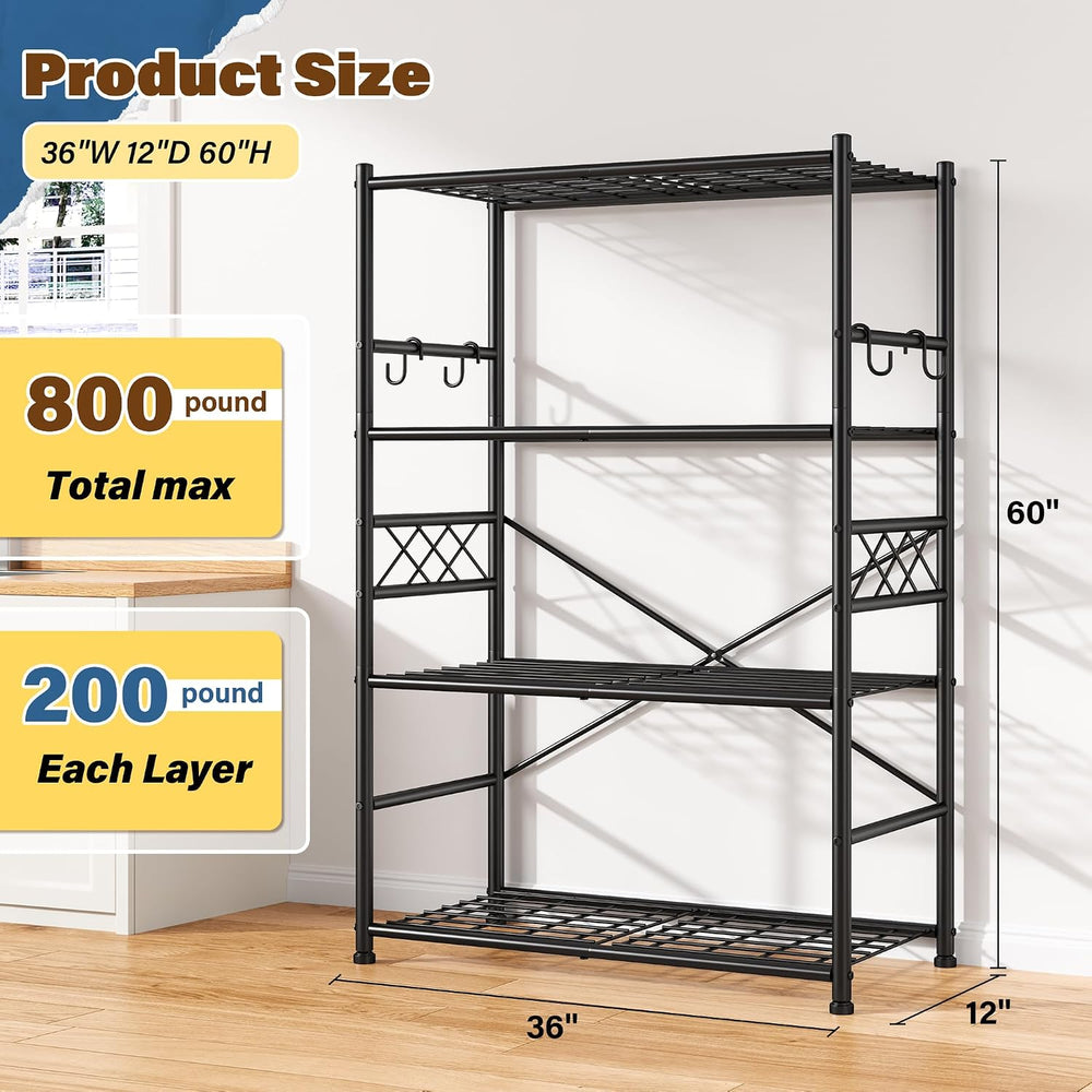 DurayLoly 5-Tier Metal Shelving with Hooks & Side Panel for Kitchen Pantry
