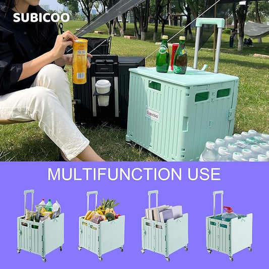 Folding Utility Cart Portable Rolling Crate Handcart Shopping Trolley - Image 2