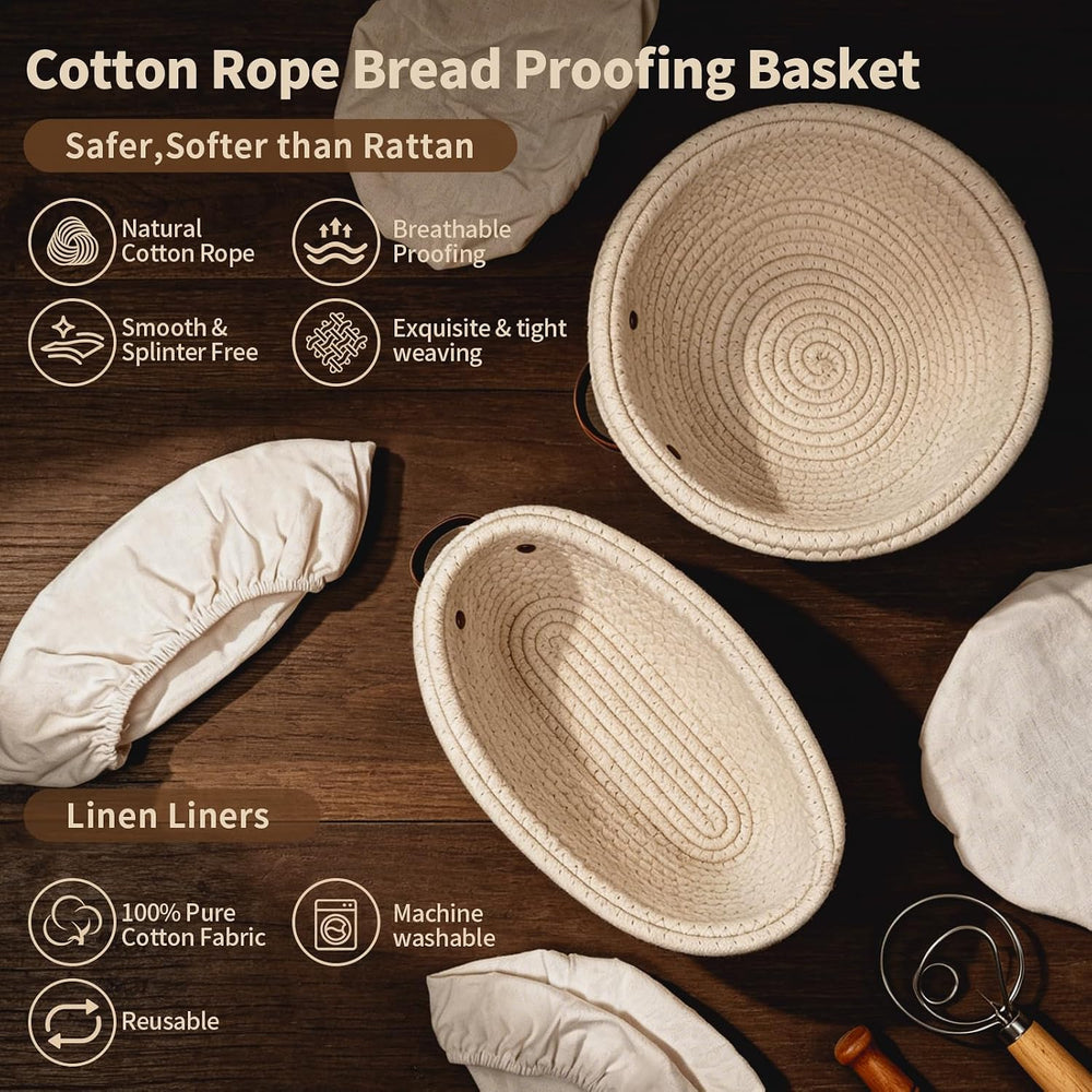 Sourdough Starter Kit with Proofing Basket,bread baking supplies & 34oz Jar