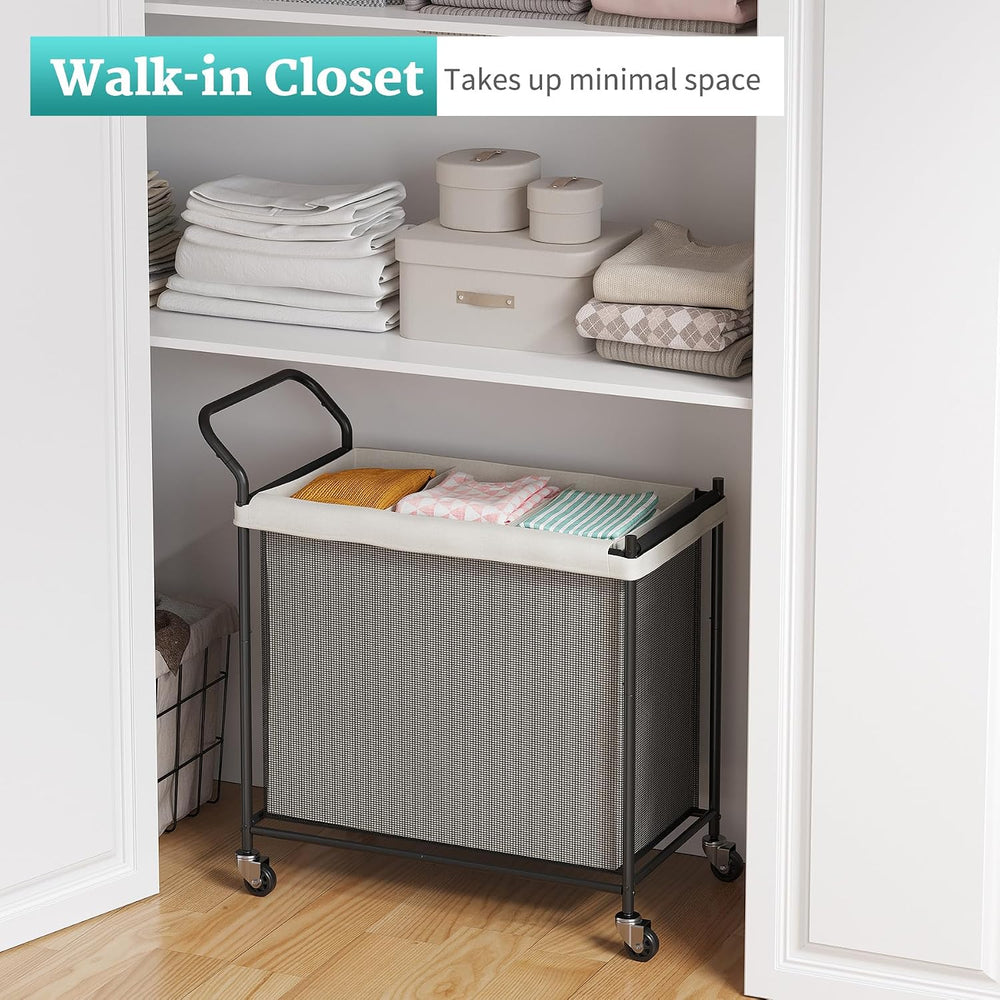 Laundry Hamper 3 Section, Laundry Basket with Wheels-165L, Removable Washable...