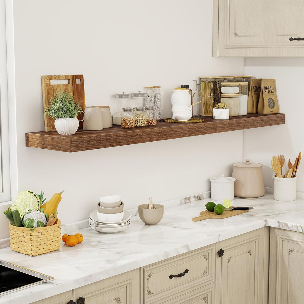 Acovy 72 Inch Floating Shelves, 12" Deep Floating Shelf Wall Mounted, 72...