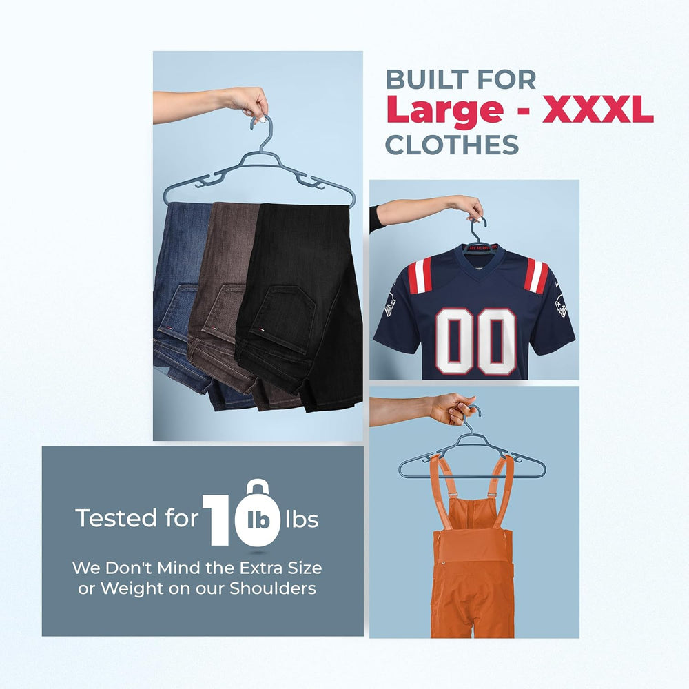 Large & Wide Heavy Duty Clothes Hangers 18 Pack – Made in USA – Ideal for...