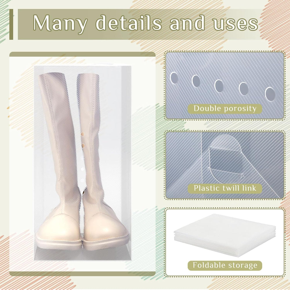 Sintuff 20 Pcs Clear Shoe Boxes Plastic Stackable, 13.8 x 9.8 x 7.1 Inches