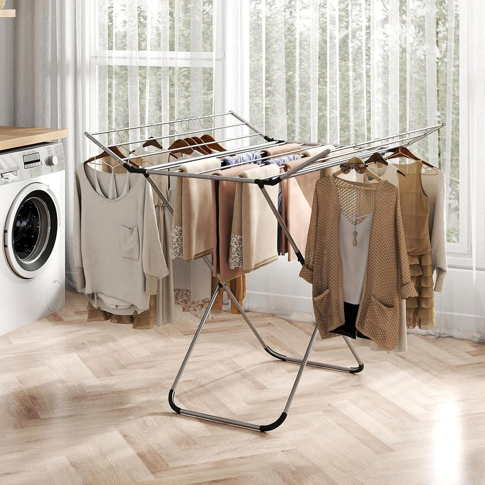 Giantex Foldable Clothes Drying Rack, Freestanding Aluminum Laundry Drying Ra...