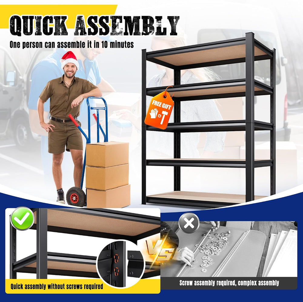 4-Pack Garage Shelving Unit, Heavy Duty Metal Storage Shelves, 71" H x 3...