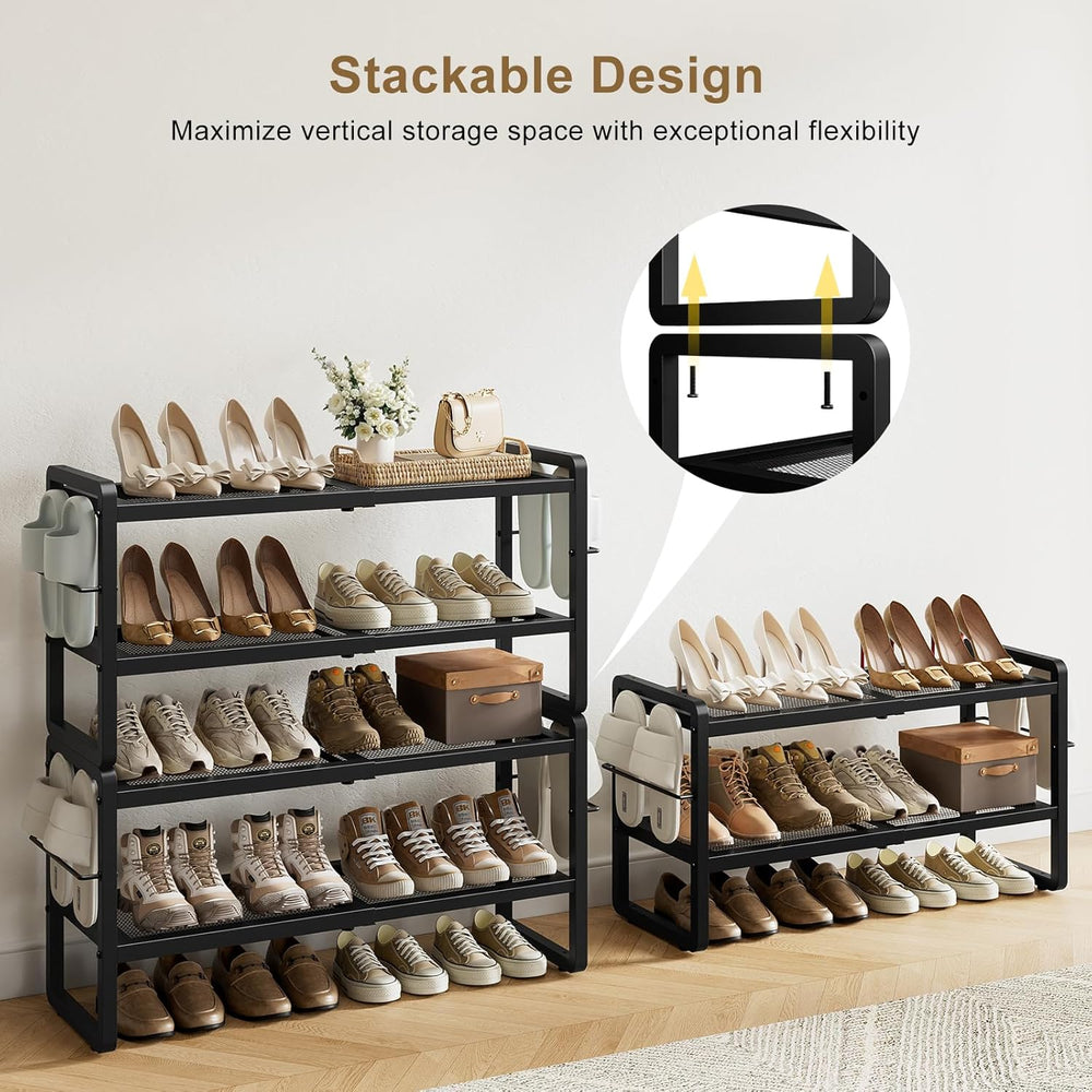 4-Tier Expandable Shoe Rack, Heavy Duty for Closet
