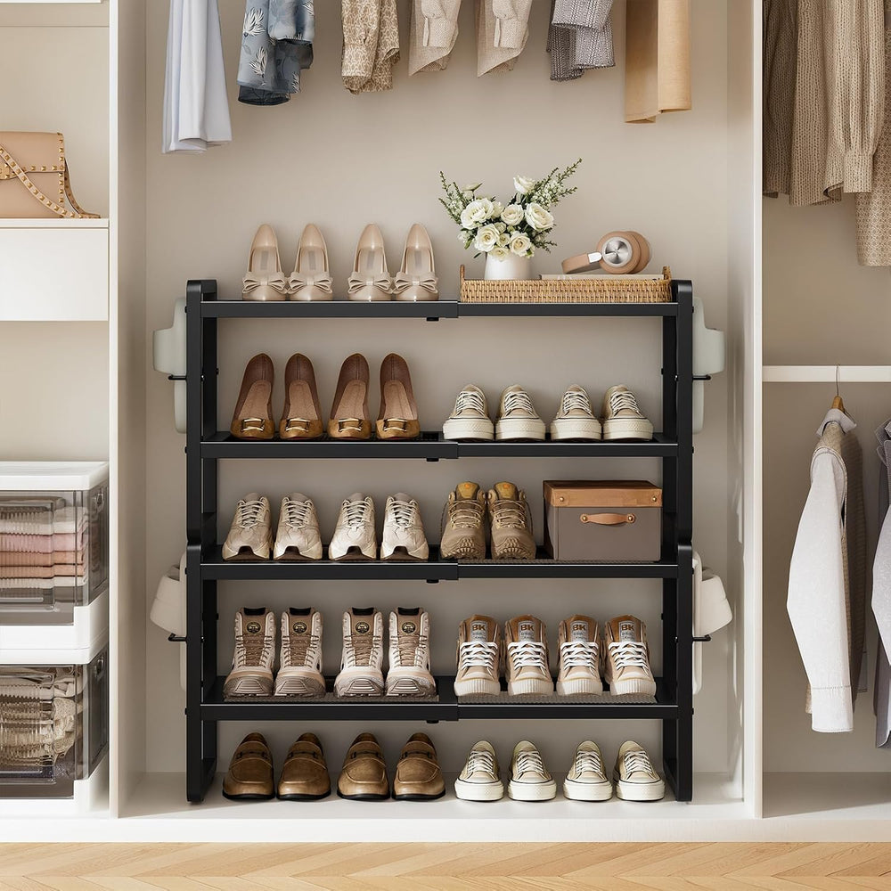 4-Tier Expandable Shoe Rack, Heavy Duty for Closet