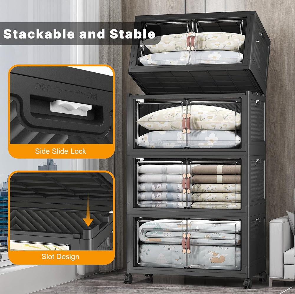 UAMFURI Stackable Storage Bins, 1440QT Collapsible Drawers with 2 Lids