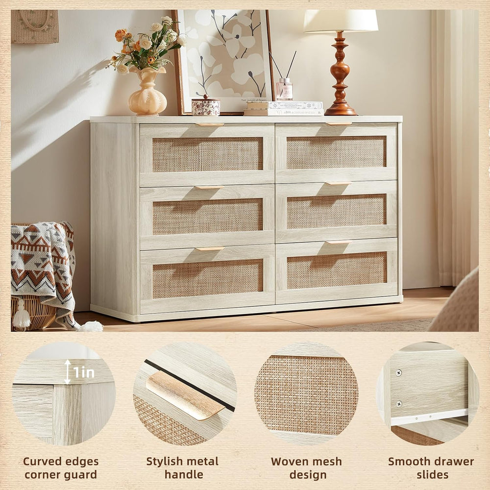 LEYAOYAO Rattan Dresser for Bedroom, 48'' Drawers Dressers