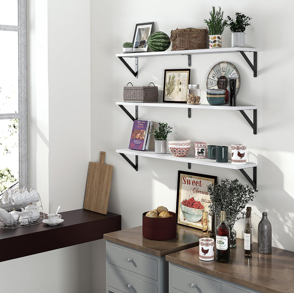 Heimlove Floating Shelves for Wall, 36 Inch Long Wood Floating Bookshelf Set ...