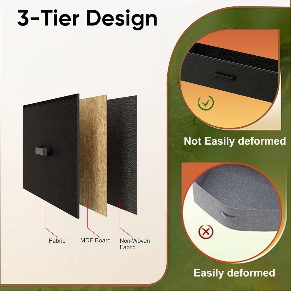 Dresser for Bedroom Black Bedroom LED Dresser 8 Fabric Drawers Dressers
