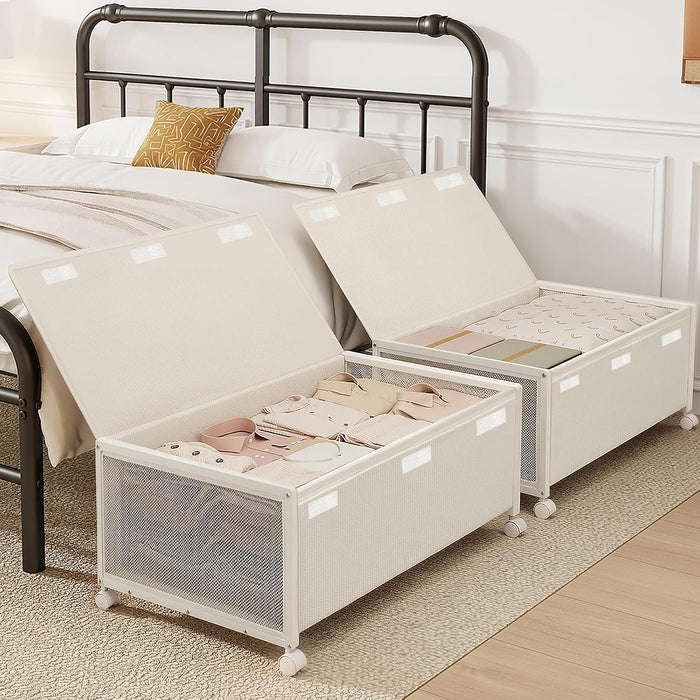Fokyfok 2Pack Under Bed Storage Containers,12 inch Height,31 inch Long