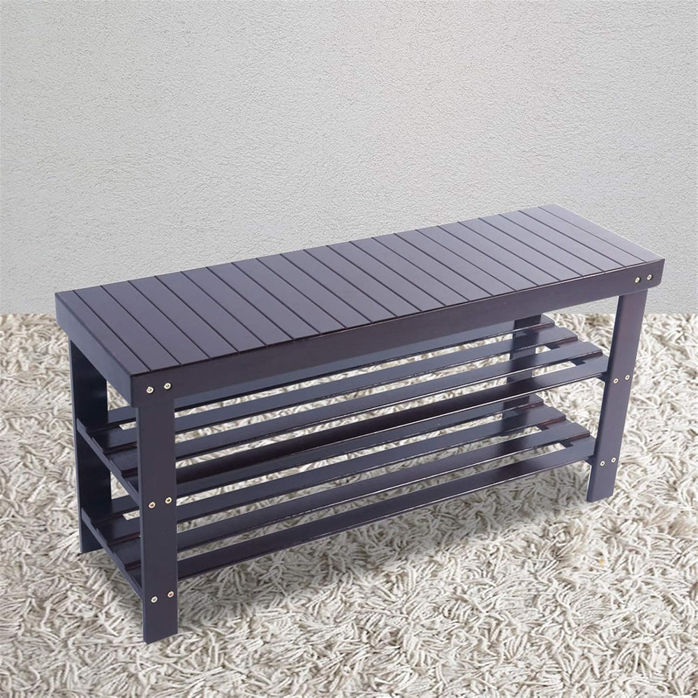 3 Tier Bamboo Shoe Rack Organizer - Free Standing Stackable Shelf for Entrywa...