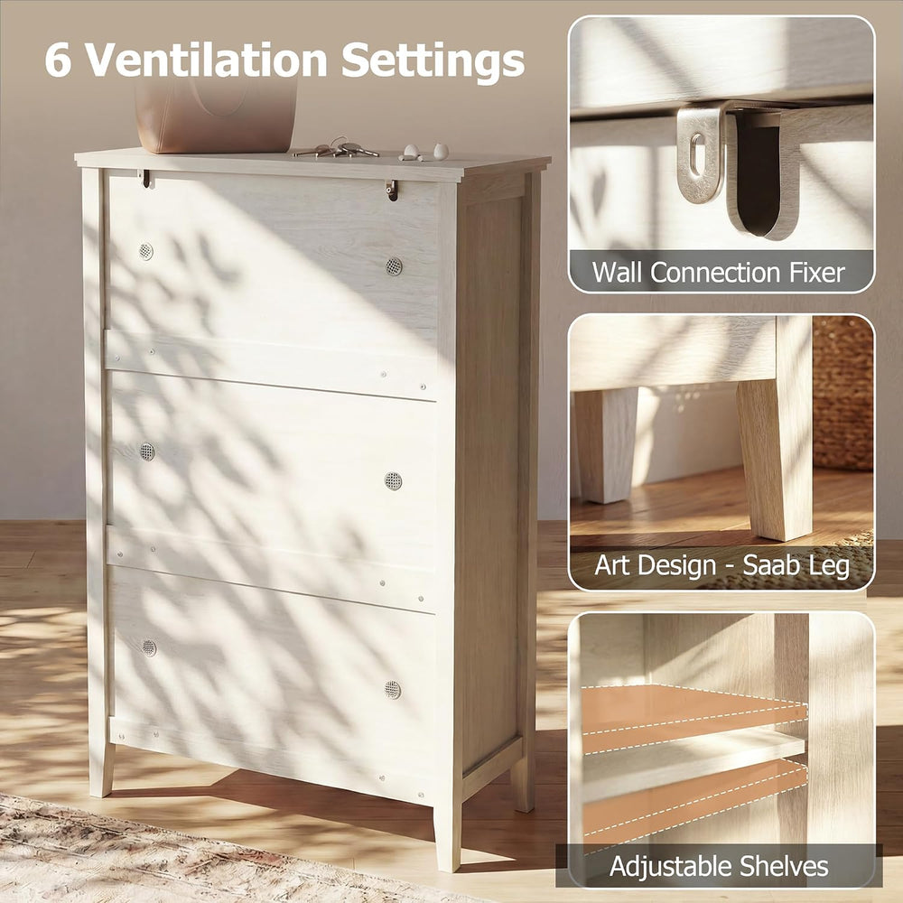 Shoe Cabinet with Drawers, Shoe Storage Cabinet with Adjustable Shelves