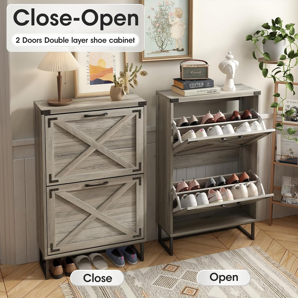 Maupvit 24" W Farmhouse Shoe Cabinet Storage for Entryway, Freestanding ...