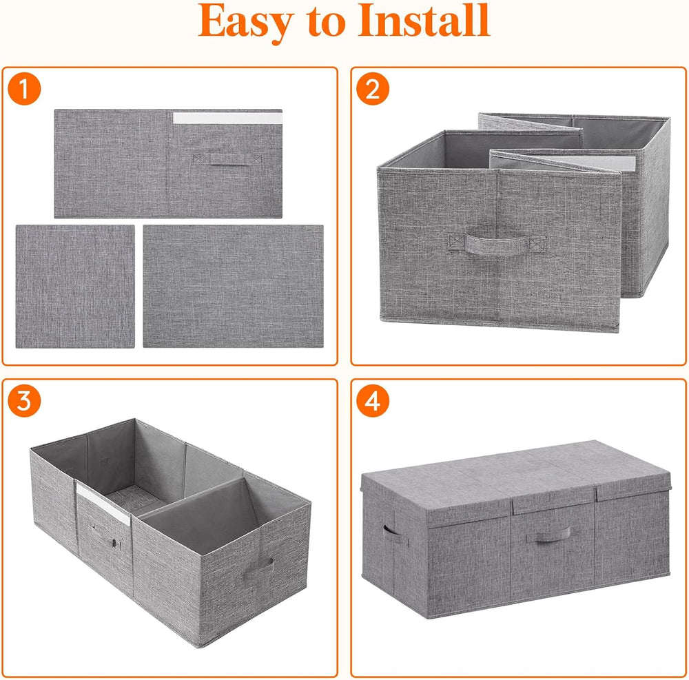 Lifewit 100L Under Bed Storage Containers, 11.8 Inch Tall Underbed Clothes St...