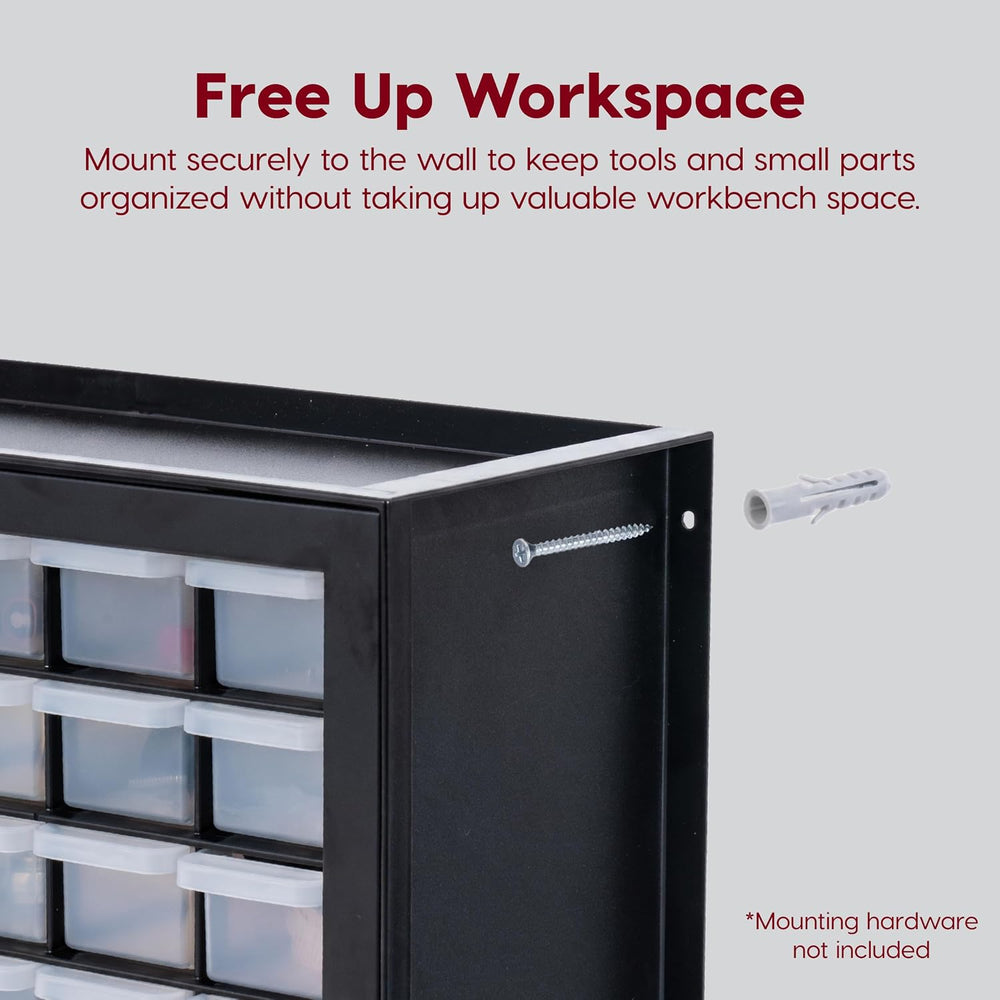 IRIS USA 32-Drawer Organizer with 4 Bins and Dividers, Garage Tool, Black