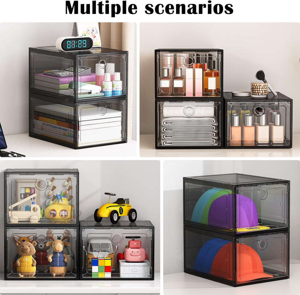 ARSTPEOE 12-Pack Shoe Storage Boxes Clear Magnetic Stackable