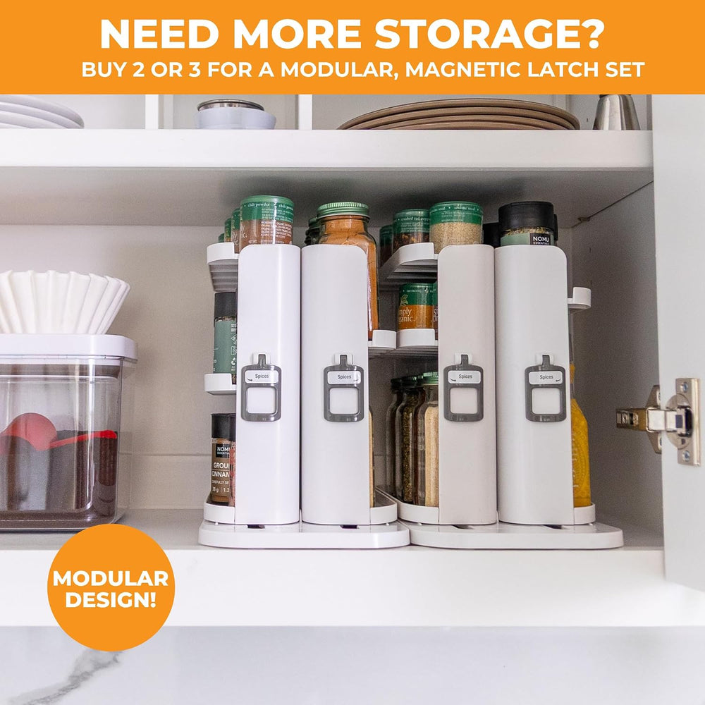 Cabinet Caddy SNAP! Spice Rack Organizer for Cabinet, 4 Adjustable Shelves