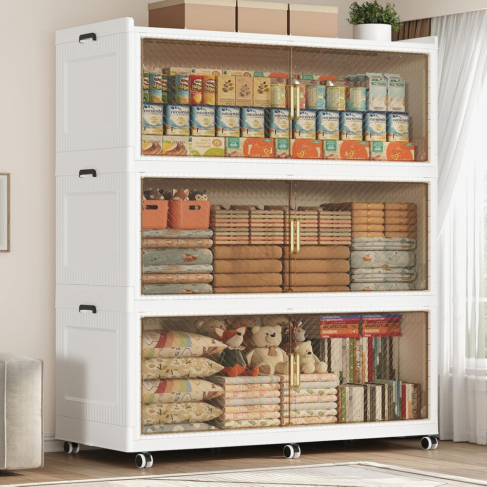 720QT Storage Bins with Lid Extra Large Stackable Closet Organizer Plastic Co...