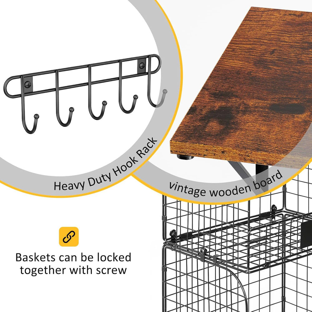 ThreeHio 2 Pack Garage Shelves Wall Mounted with Wire Storage baskets, Heavy ...
