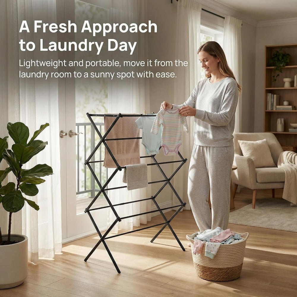 Foldable Clothes Drying Rack, Metal Laundry Rack for Indoor and Outdoor