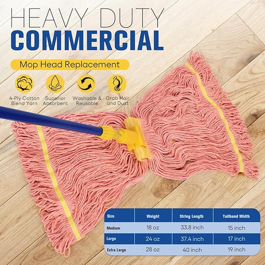 Matthew Cleaning Commercial Mop Head Replacement, 5 Inch Wide Headband - Image 2