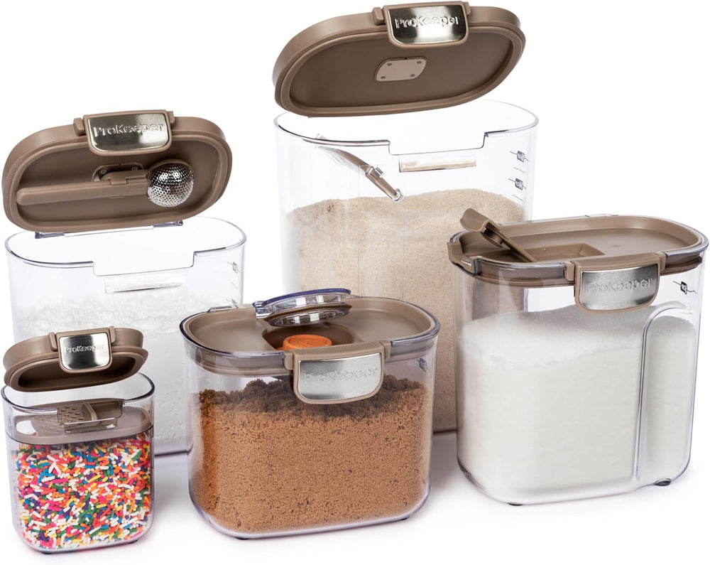 ProKeeper+ Airtight Food Storage Container Set – Clear Plastic Flour and Suga...