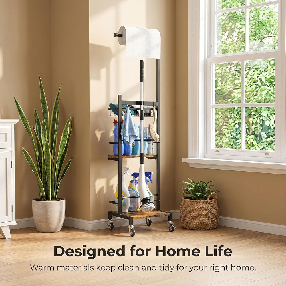 Cleaning Supplies Organizer, Narrow Cleaning Cart for Steam Mop
