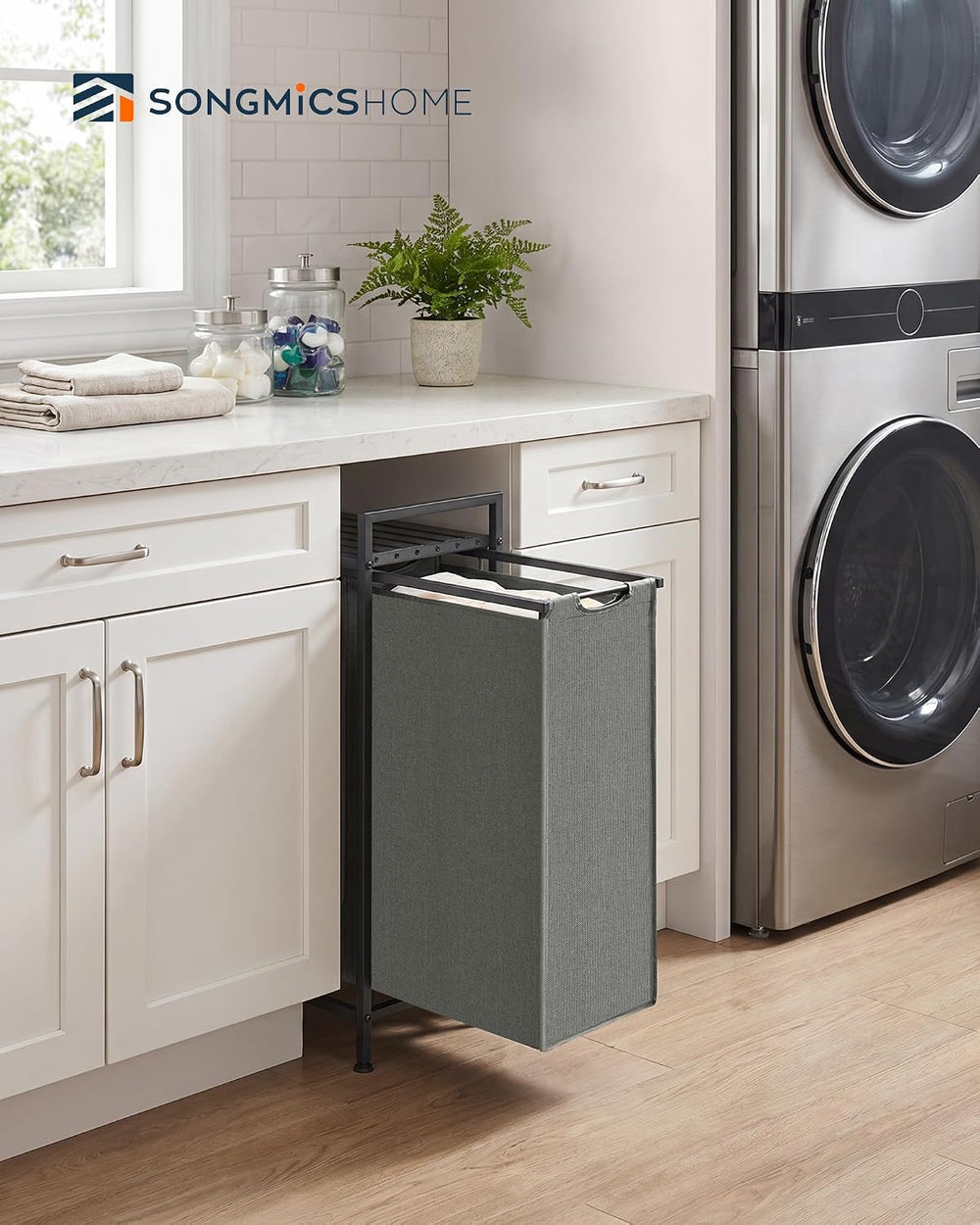 SONGMICS HOME Laundry Basket Sorter with Storage Shelf, Laundry Hamper with M...