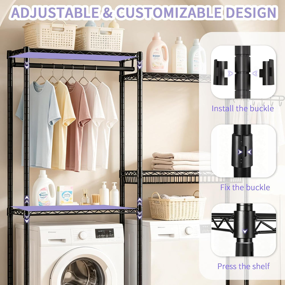 Over Washer and Dryer Laundry Shelves, 4-Tier Heavy Duty Clothes Drying Rack ...