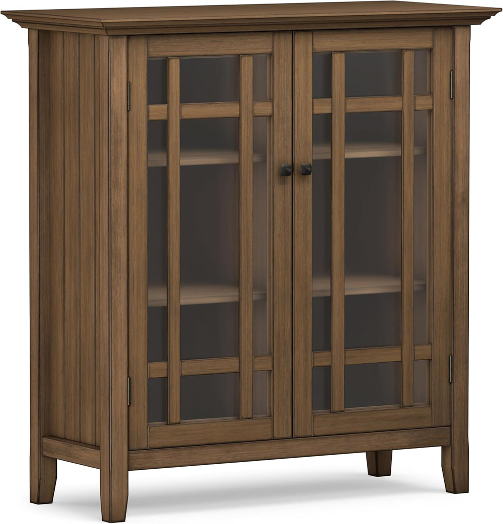 SIMPLIHOME Bedford 39" Solid Wood Cabinet in Rustic Natural Aged Brown