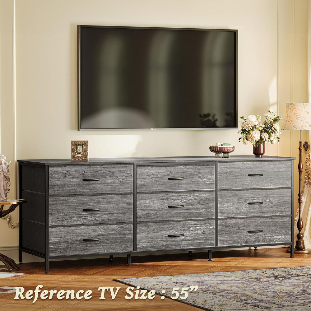 Huuger 63 Inch Dresser for Bedroom, Long Dresser for Closet with 9 Drawers, L...