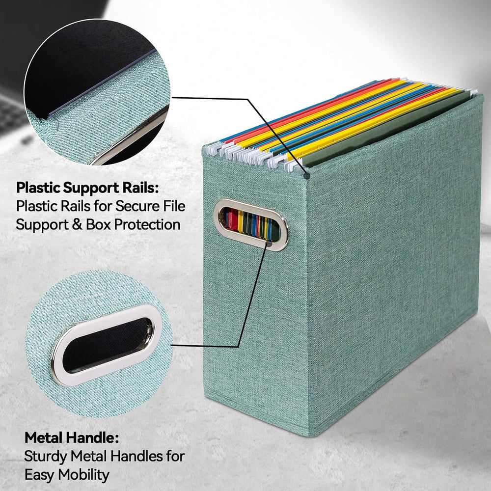 6 Pack Letter Size File Storage Box Collapsible,Fabric Hanging File Folders O...