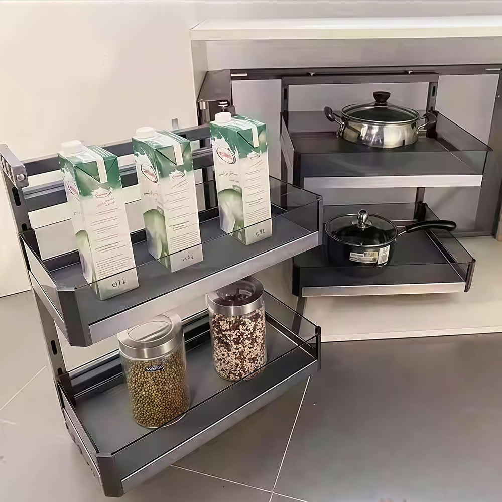 Blind Corner Cabinet Pull Out Organizer 2 Tier with 4 Detachable Shelves Magi...