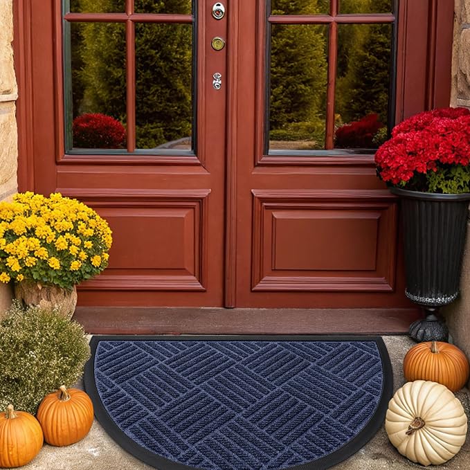 Smiry Half Circle Front Door Mat Outside Entrance, Heavy Duty Outdoor Indoor - Image 9