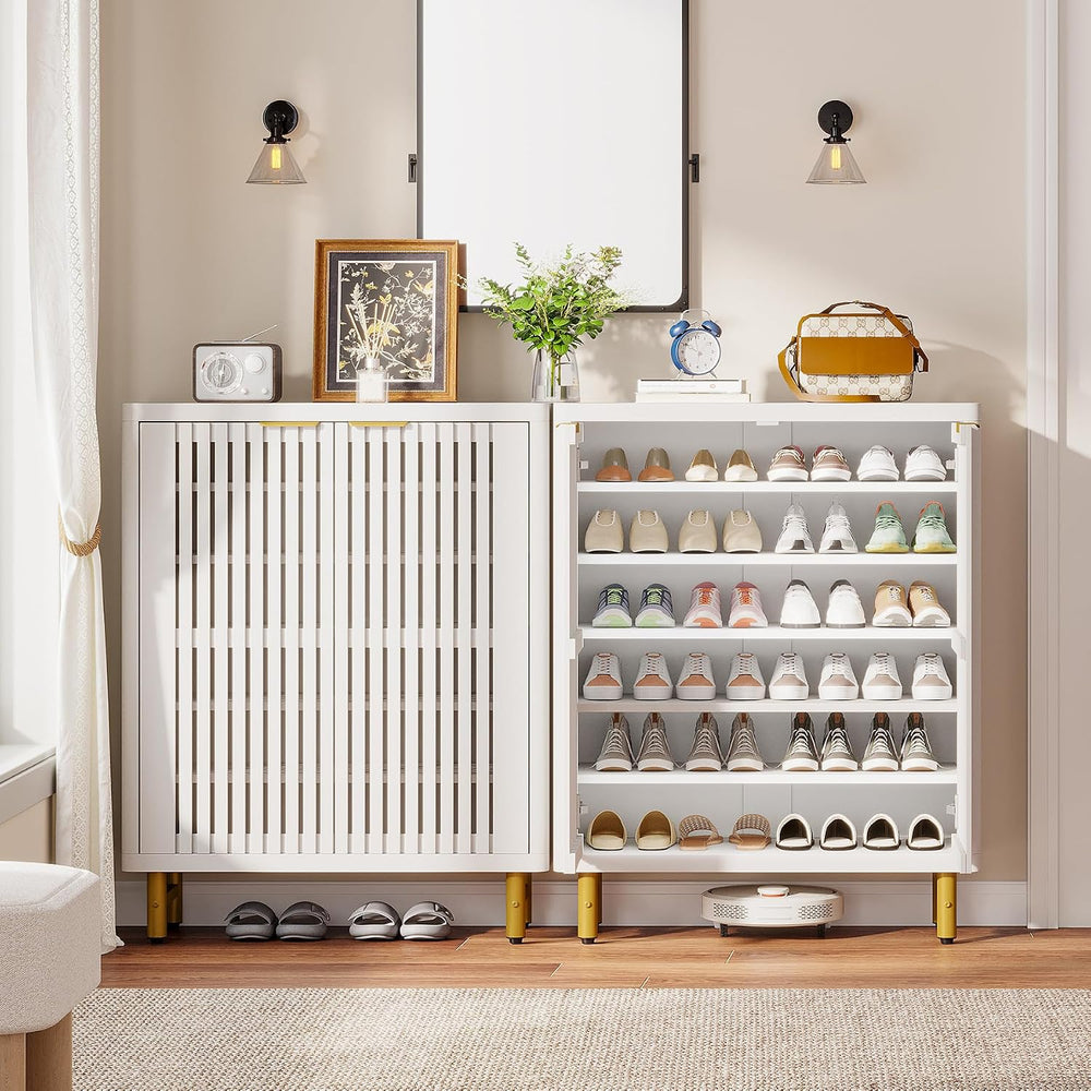 Tribesigns Shoe Cabinet with Shutter Doors