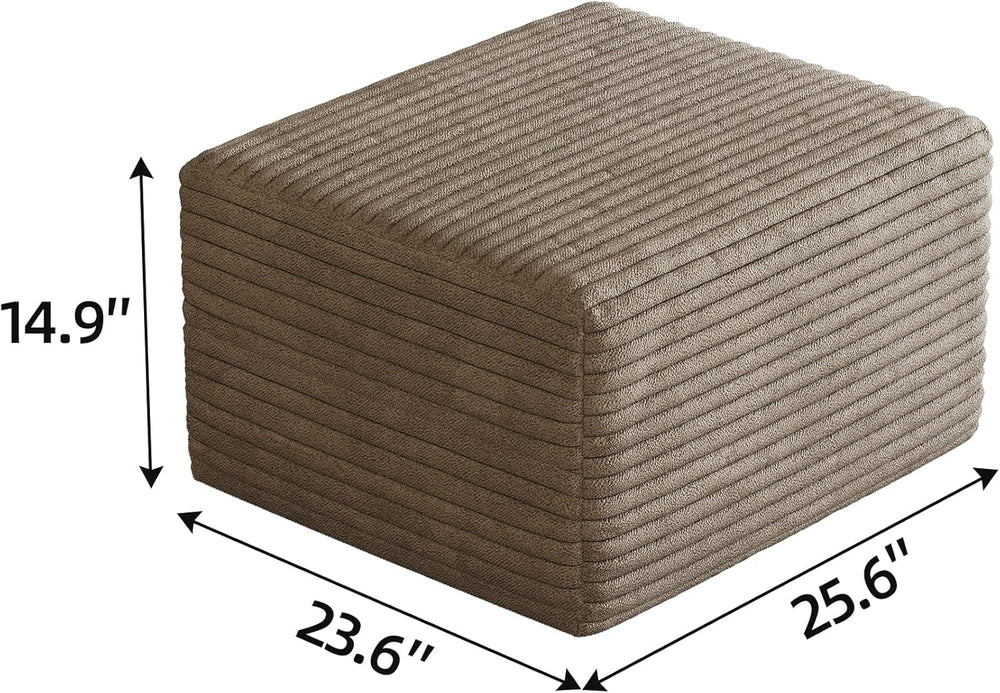 25.6" Ottoman Foot Rest for Couch,Plush Corduroy Rectangle Ottomans,Upho...