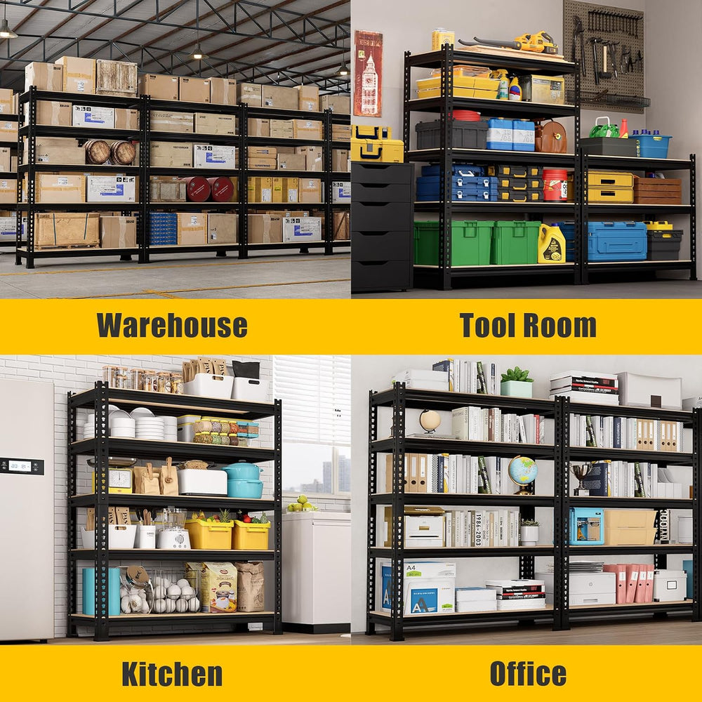 5-Tier Metal Storage Shelves: Heavy Duty Garage Shelving Adjustable Shelves f...
