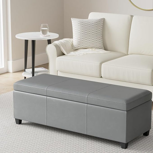 SIMPLIHOME Avalon 48 inch Wide Contemporary Rectangle Storage Ottoman Bench in - Image 2