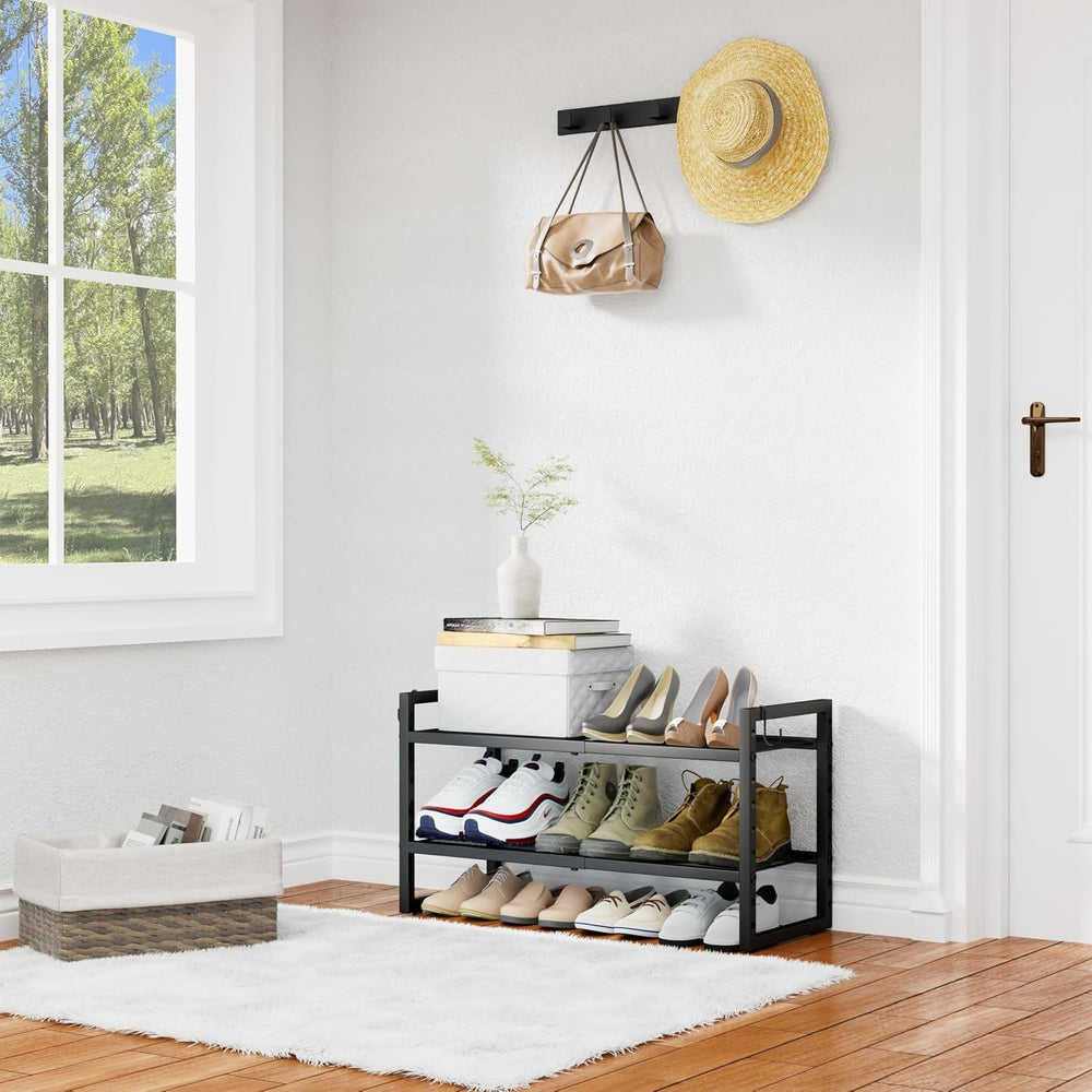 CHEMPFR Expandable & Stackable Metal Shoe Rack, Heavy-Duty Adjustable Sho...