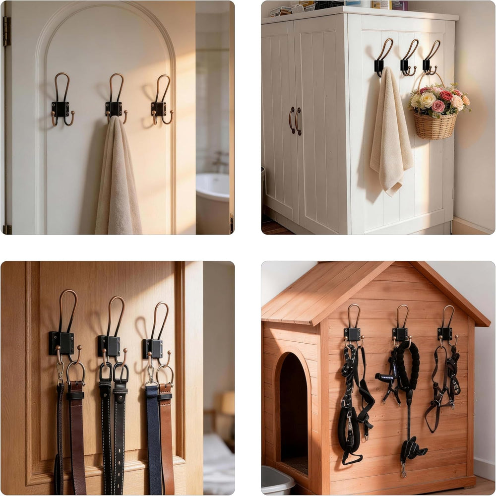 WEBI Coat Hooks Wall Mount,5 mm Thick,10 Large Rustic Triple Hooks,Heavy Duty...