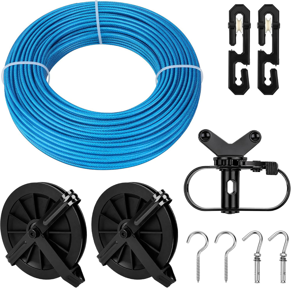 Outdoor Clothesline Kit, Metal Clothes line Pulley Kit for Outside