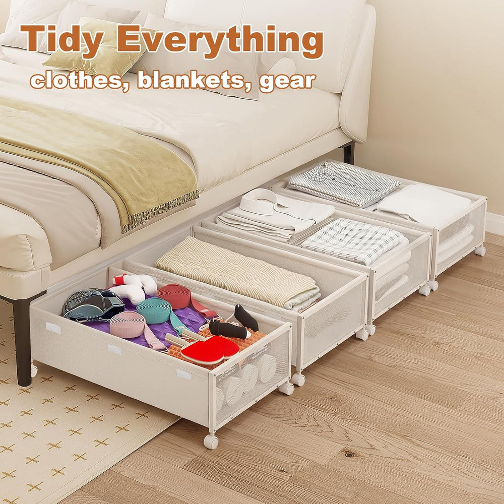 Fokyfok 2Pack Under Bed Storage Containers,10 inch Height,31 inch Long